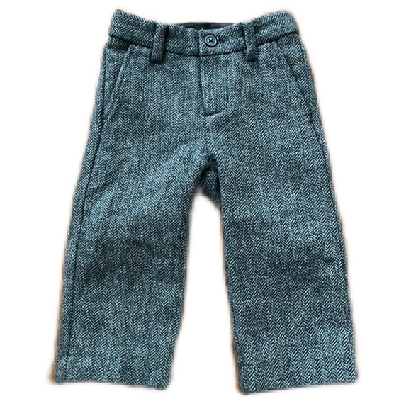 Janie and Jack Boy Heather Grey Wool Suit Trouser - Picture 1 of 14